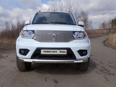 Защита передняя овальная с ДХО 75х42 мм ТСС для УАЗ Патриот 2015-2021